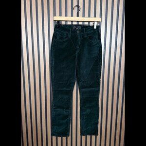3x1 NYC Pants 26 Womens Green Crushed Velvet 5-Pocket Ankle Stretch